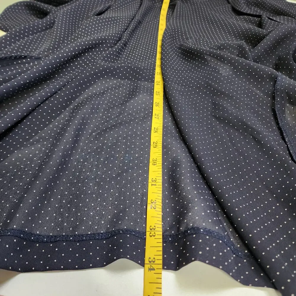 Amelias Womens Vintage Sheer Polka Dot Robe Size Large Navy Blue White Lace Cuff